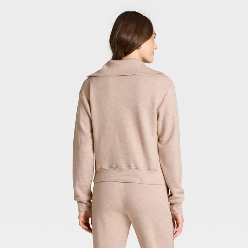 Universal Thread - Women's Quarter Zip Pullover Sweatshirt - Universa Oatmeal - Picture 2 of 3